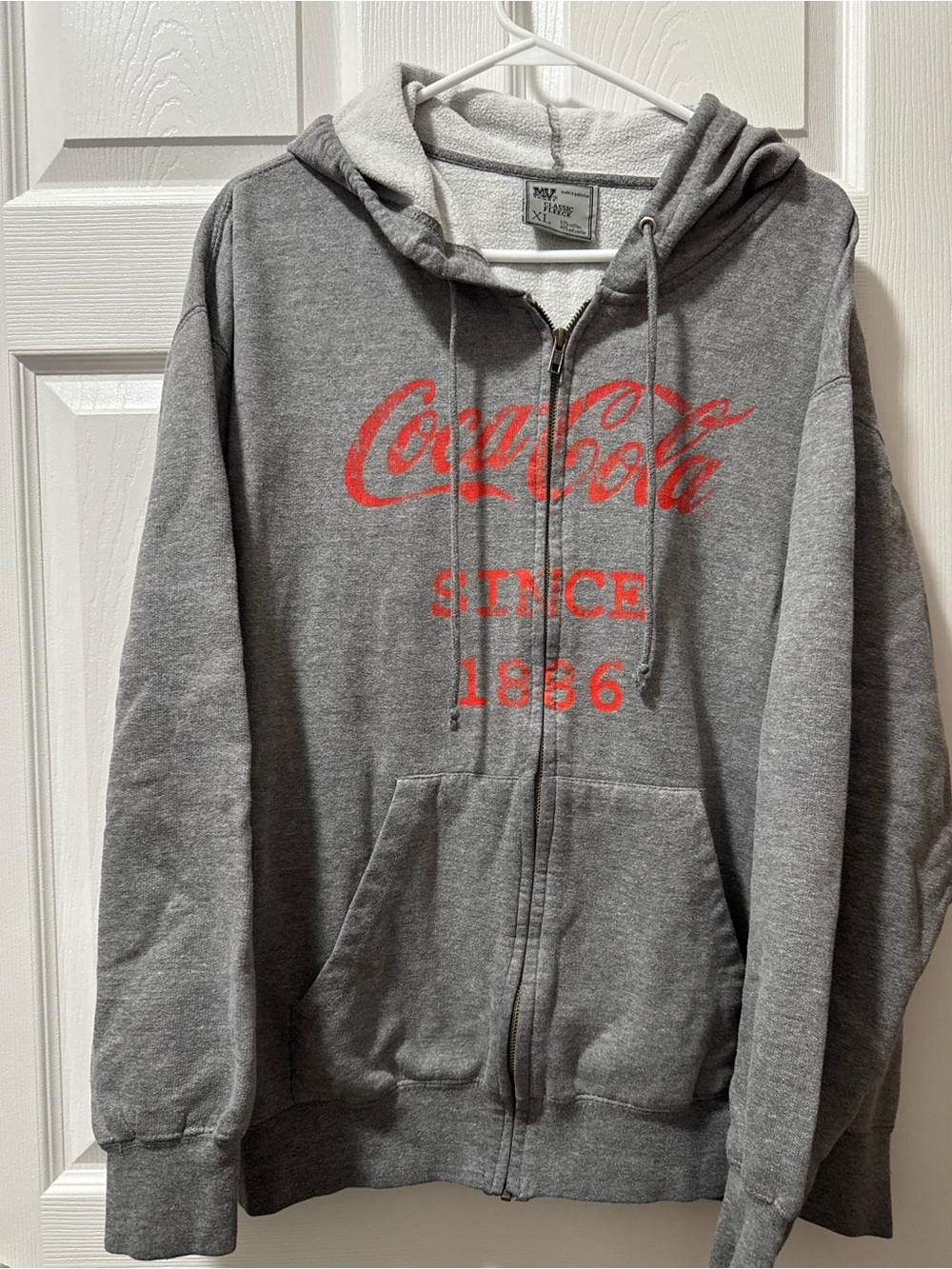 Coca-Cola Gray Hoodie with Red Logo Print